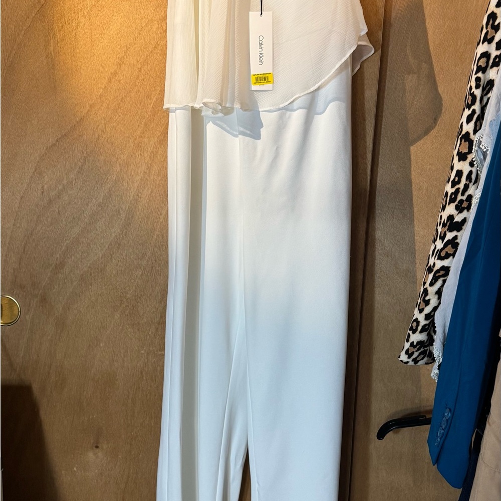Calvin Klein Ivory Layered Jumpsuit Size 10